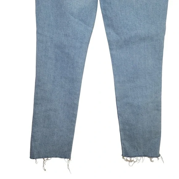 Madewell Perfect Vintage Jeans High Rise Raw Hem Light Wash Size 24 Straight Leg - Picture 10 of 11